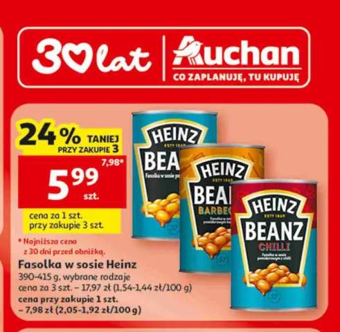 Fasolka w sosie pomidorowym Heinz Beanz +2 warianty