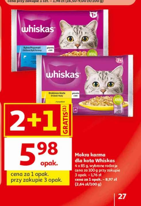 Karma mokra dla kota Whiskas Drobiowa Uczta w galaretce 4-pak +1 wariant