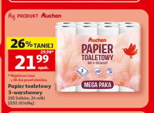 Papier toaletowy Auchan 3-warstwowy