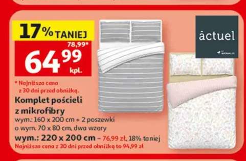 Komplet pościeli z mikrofibry actuel 220x200 cm + 2 poszewki 70x80 cm +1 wariant