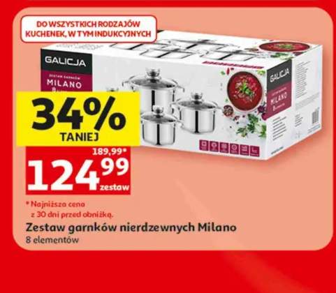 Zestaw garnków nierdzewnych Galicja Milano 8 elementów