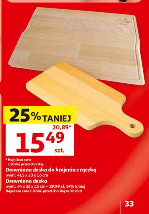 Drewniana deska do krojenia z rączką 41,5x20x1,6 cm +1 wariant