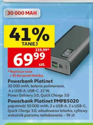 Powerbank Platinet 30 000mAh +1 wariant
