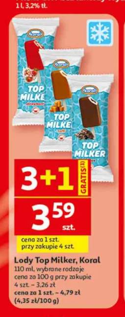 Lody Top Milker truskawkowe Koral +2 warianty