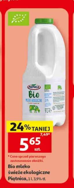 Bio mleko świeże ekologiczne Piątnica 3,9%