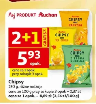 Chipsy o smaku zielonej cebulki Auchan +2 warianty