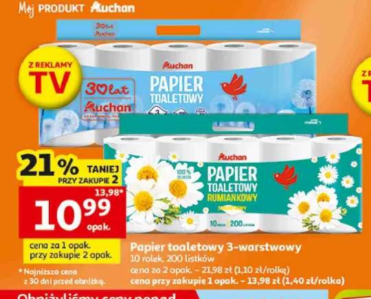 Papier toaletowy 3-warstwowy Auchan