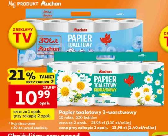Papier toaletowy 3-warstwowy Auchan +1 wariant