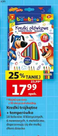 Kredki trójkątne + temperówka Moje Bambino