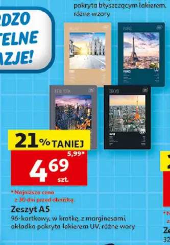 Zeszyt A5 96-kartkowy w kratkę z marginesami