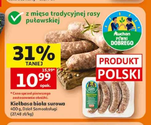 Kiełbasa biała surowa Auchan Pewni Dobrego