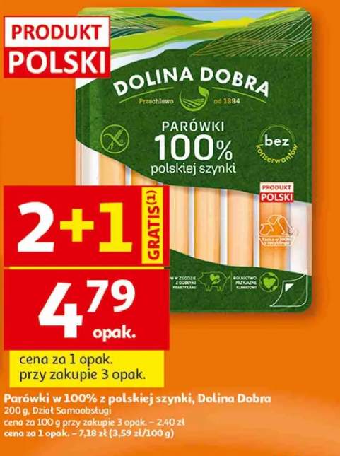 Parówki w 100% z polskiej szynki Dolina Dobra
