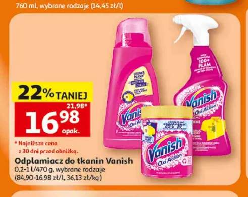 Odplamiacz do tkanin w płynie Vanish Oxi Action +2 warianty