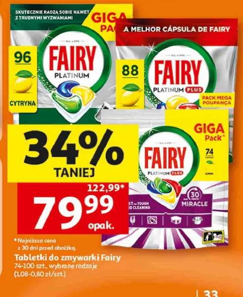 Tabletki do zmywarki Fairy Platinum Plus Lemon 88 szt. +2 warianty